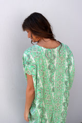 Island Holiday High Low Dress In Green Paisley