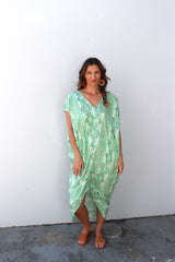 Island Holiday High Low Dress In Green Paisley