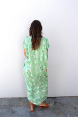 Island Holiday High Low Dress In Green Paisley