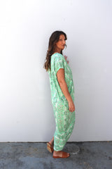 Island Holiday High Low Dress In Green Paisley