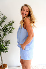 Designer RO Cotton PJ Set in Blue Gingham