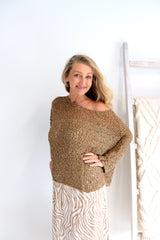 Travel Overlay Knit Top in Chocolate