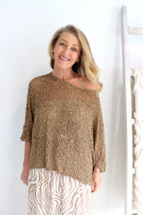 Travel Overlay Knit Top in Chocolate