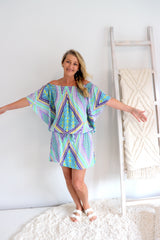 Holiday Dreaming Short Beach Dress/Top In Pastel Aztec