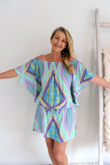 Holiday Dreaming Short Beach Dress/Top In Pastel Aztec