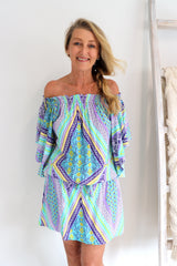 Holiday Dreaming Short Beach Dress/Top In Pastel Aztec