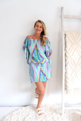 Holiday Dreaming Short Beach Dress/Top In Pastel Aztec