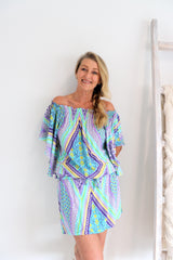 Holiday Dreaming Short Beach Dress/Top In Pastel Aztec