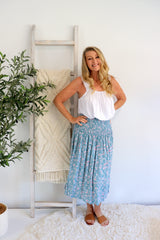 Strapless Beach Dress/Skirt in Blue Flower