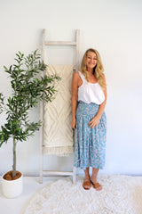 Strapless Beach Dress/Skirt in Blue Flower
