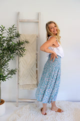 Strapless Beach Dress/Skirt in Blue Flower
