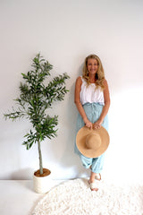 Dream Pant in LUX Cotton Plain Sage/Teal