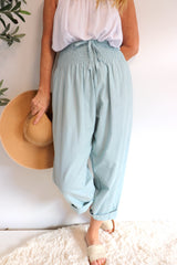 Dream Pant in LUX Cotton Plain Sage/Teal