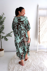 Long Kaftan In Hibiscus Mint