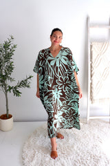 Long Kaftan In Hibiscus Mint