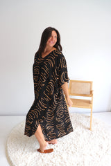 Long Kaftan In Lunar Black