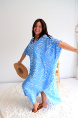 Long Kaftan In Lunar Coastal Blue
