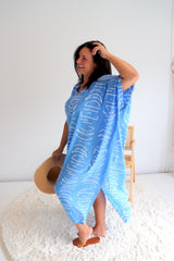 Long Kaftan In Lunar Coastal Blue