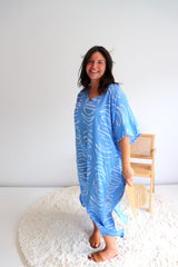 Long Kaftan In Lunar Coastal Blue