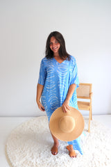 Long Kaftan In Lunar Coastal Blue