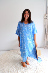 Long Kaftan In Lunar Coastal Blue