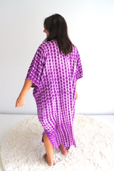 Long Kaftan In Purple Tie Dye