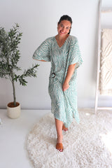 Long Kaftan In Zebra Teal
