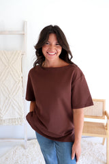 Manhattan Cotton Tee in Chocolate