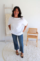 Stretchy High Waisted Wide Leg Jeans