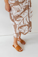 Strapless Beach Dress/Skirt in White/Taupe Leaf