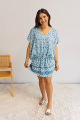 Ultimate Short Beach Dress In Mosaic Blue