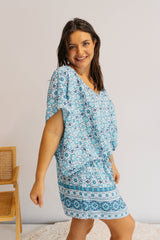 Ultimate Short Beach Dress In Mosaic Blue