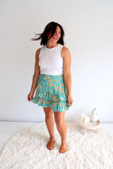 Ripple Effect Mini Skirt in Ocean Mist