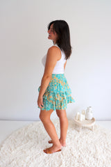 Ripple Effect Mini Skirt in Ocean Mist