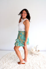 Ripple Effect Mini Skirt in Ocean Mist