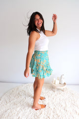 Ripple Effect Mini Skirt in Ocean Mist