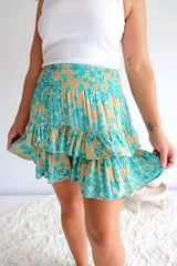 Ripple Effect Mini Skirt in Ocean Mist