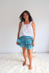 Ripple Effect Mini Skirt in Aztec Aqua