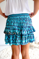 Ripple Effect Mini Skirt in Aztec Aqua