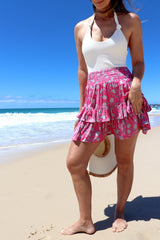 Ripple Effect Mini Skirt in Pink Willow