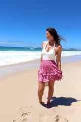 Ripple Effect Mini Skirt in Pink Willow