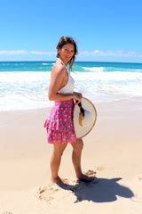Ripple Effect Mini Skirt in Pink Willow