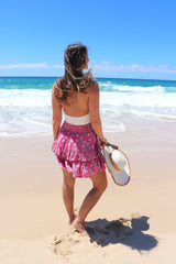 Ripple Effect Mini Skirt in Pink Willow