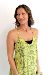 Semi Backless Long Maxi in Lime Fossil