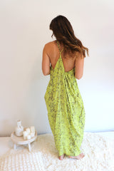 Semi Backless Long Maxi in Lime Fossil