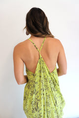 Semi Backless Long Maxi in Lime Fossil