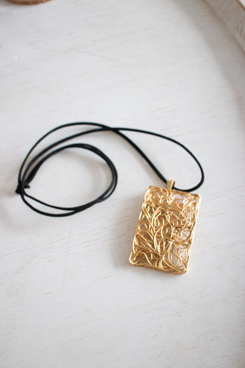 Gold Nest Pendant Long Necklace
