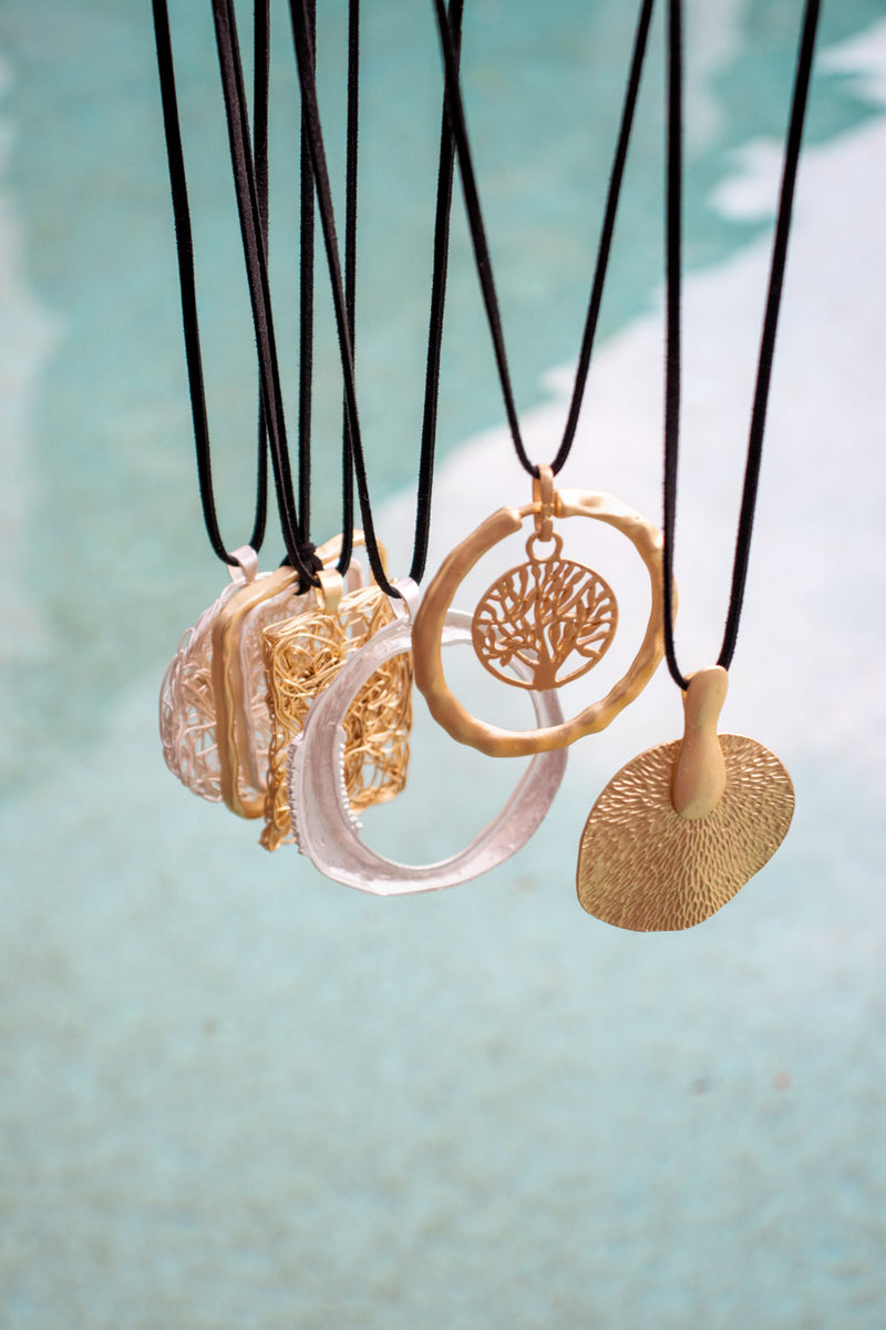 Gold Nest Pendant Long Necklace