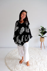 Set Free Batwing Top/Dress In Malta Black