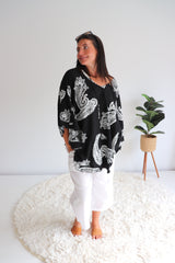 Set Free Batwing Top/Dress In Malta Black